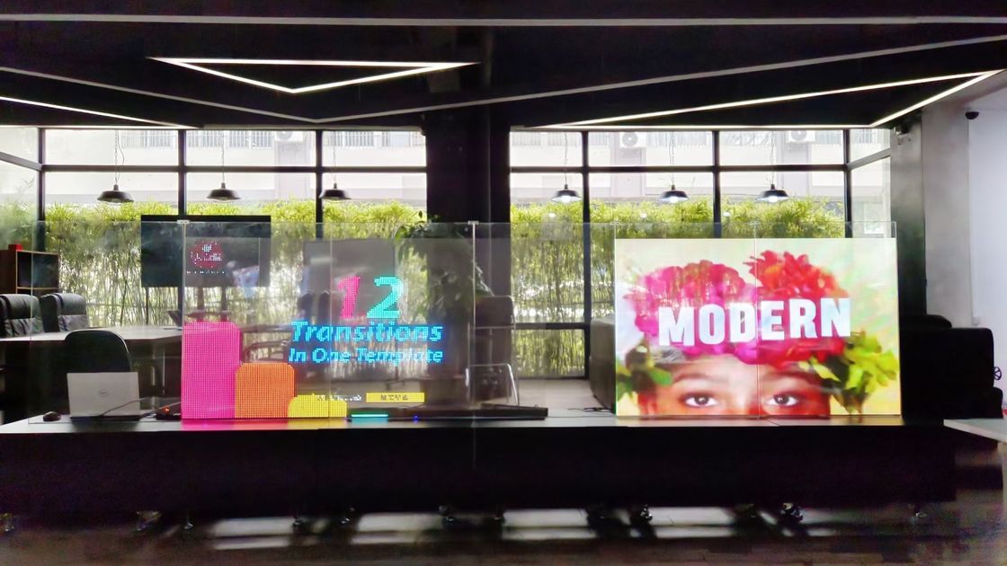 Binnen waterdicht doorzichtig LED-bord, veelkleurig LED-doorzichtig film scherm
